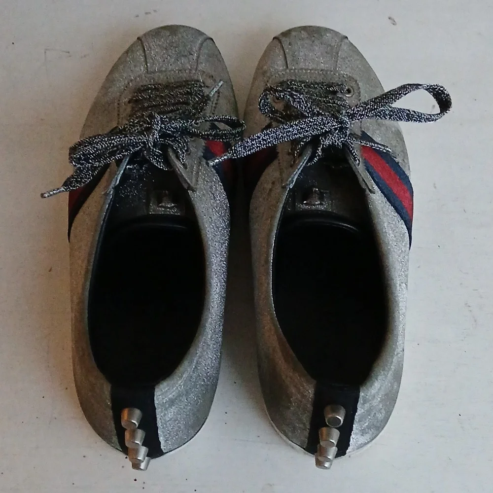 GUCCI Silver Glitter Bambi Sneakers Size 10.5